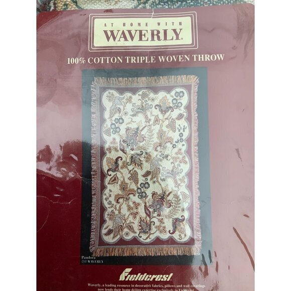 WAVERLY FIELDCREST ALL COTTON TRIPLE WOVEN THROW PANDORA PATTERN NEW 46 X 68 - Picture 1 of 10
